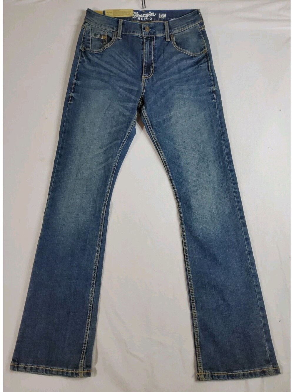Wrangler Retro Jeans Men's 30x34 Blue Slim Boot Western Cowboy Denim NWT
